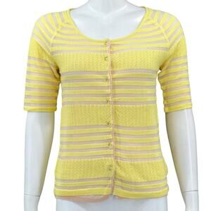 Moth Anthropologie Sweater Women Small Yellow Sunglow Cardigan Stripe Sheer Boho